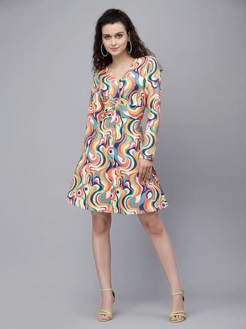 kassually multicolor printed a line dress