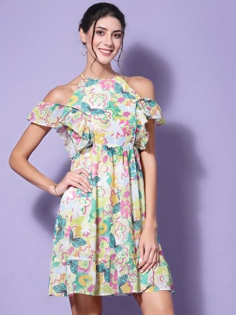 kassually multicolor printed a line dress