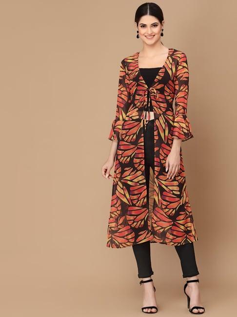 kassually multicolor printed long shrug