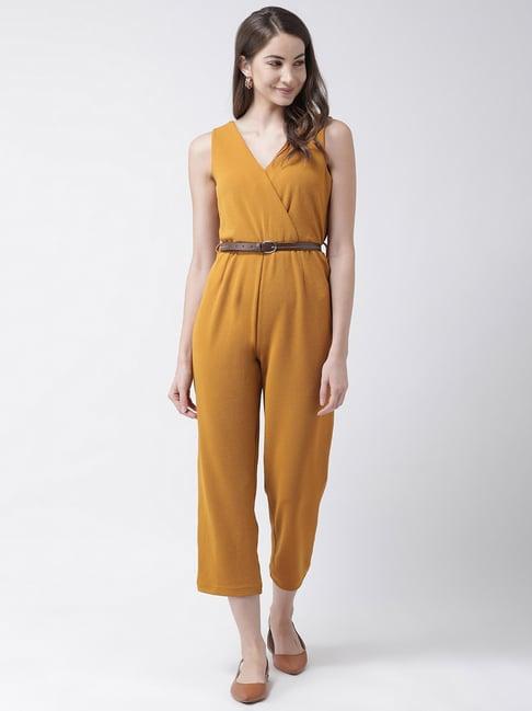 kassually mustard midi jumpsuit