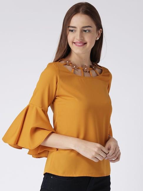 kassually mustard relaxed fit top