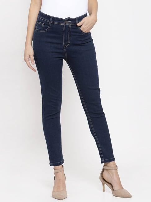 kassually navy relaxed fit mid rise jeans