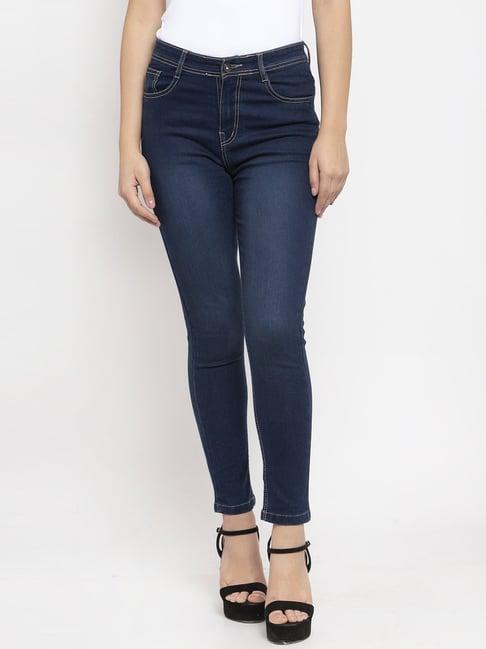 kassually navy relaxed fit mid rise jeans