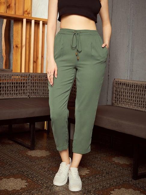 kassually olive regular fit high rise pants