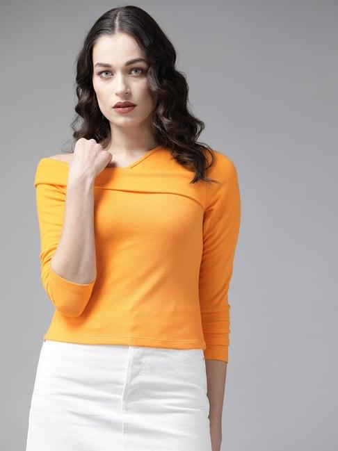 kassually orange relaxed fit top
