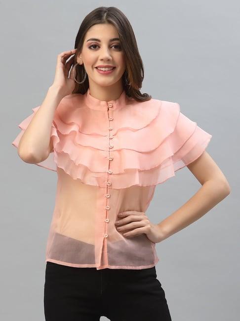 kassually peach relaxed fit top