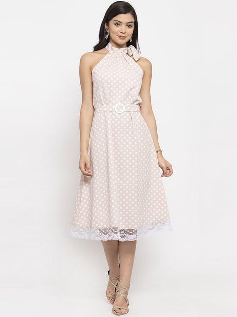 kassually pink & white printed a line dress