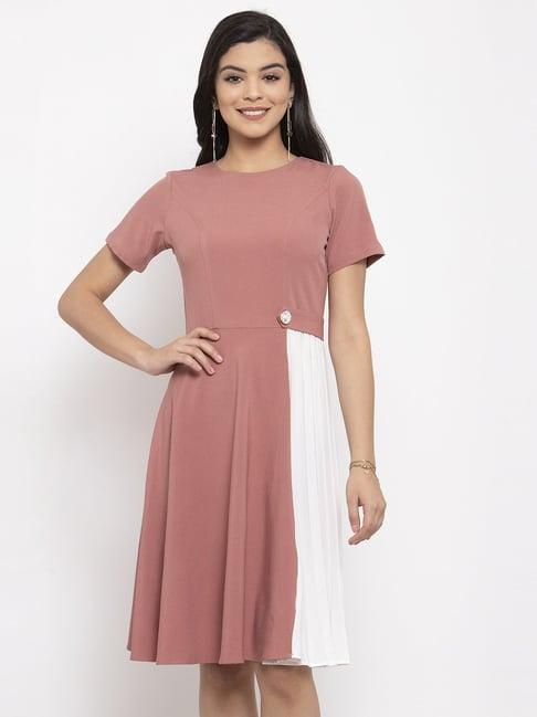 kassually pink & white relaxed fit a line dress
