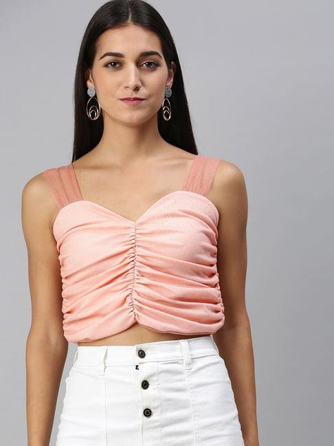 kassually pink embellished crop top