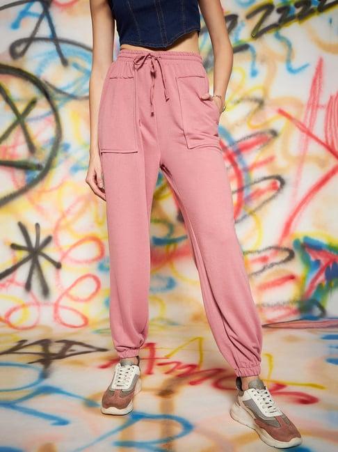 kassually pink regular fit mid rise joggers