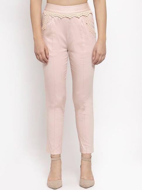 kassually pink relaxed fit mid rise trousers