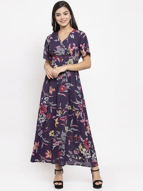 kassually purple floral print maxi dress