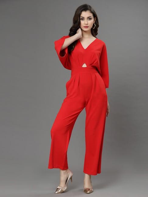 kassually red maxi jumpsuit