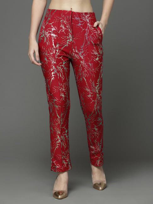 kassually red printed trousers