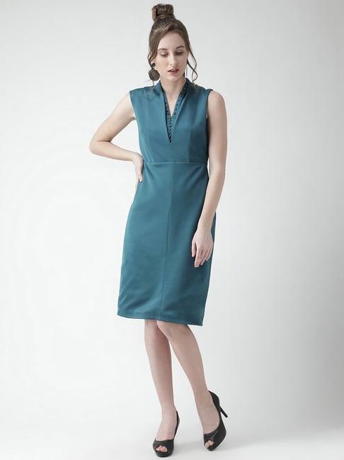 kassually teal embellished a line dress