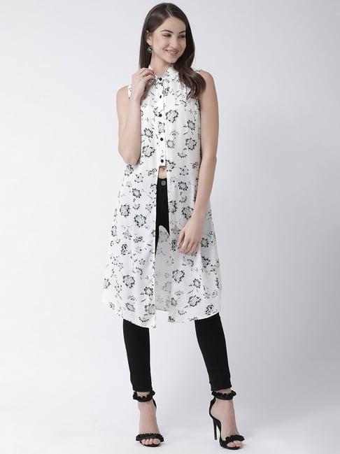 kassually white & black printed shirt