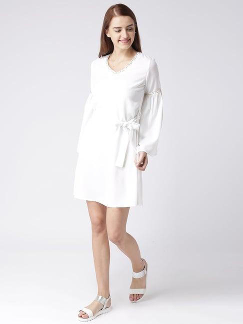 kassually white embellished a line dress