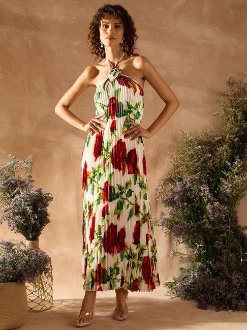 kassually white floral print maxi dress