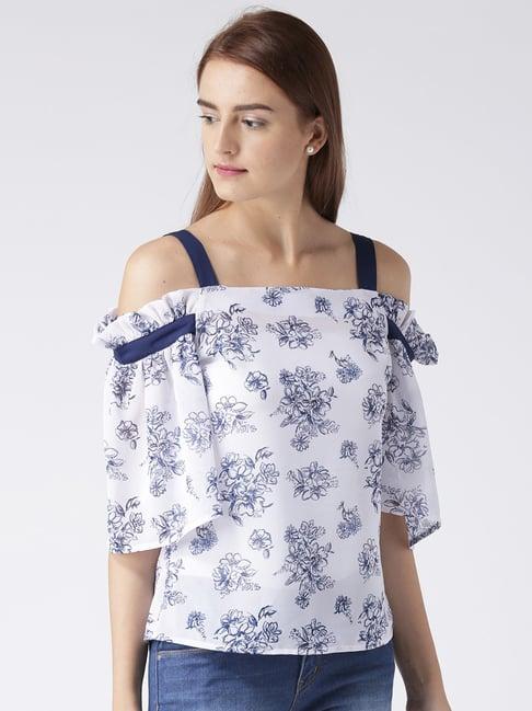 kassually white floral print top