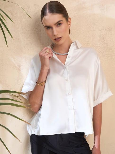 kassually white relaxed fit shirt