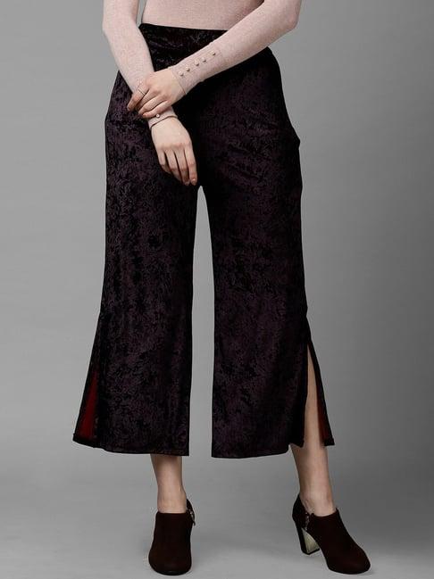 kassually wine relaxed fit mid rise trousers
