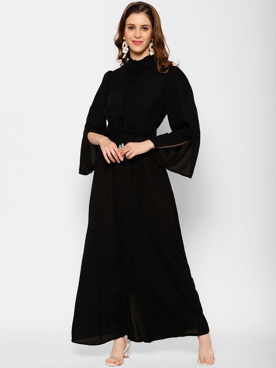 kassually women black solid maxi dress