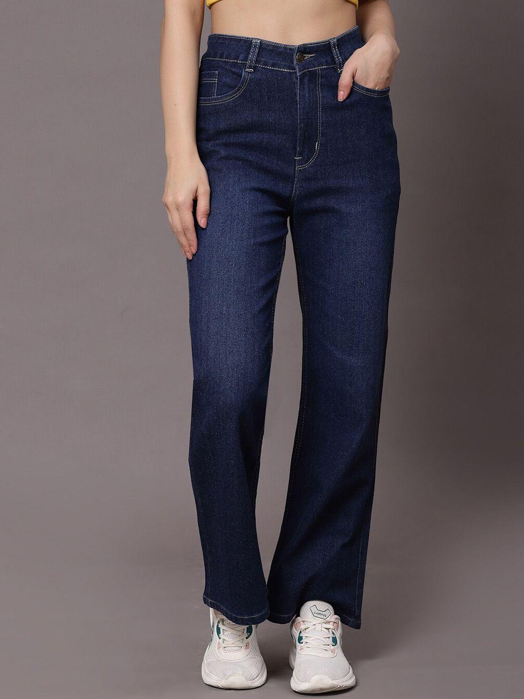 kassually women blue bootcut high-rise light fade stretchable jeans
