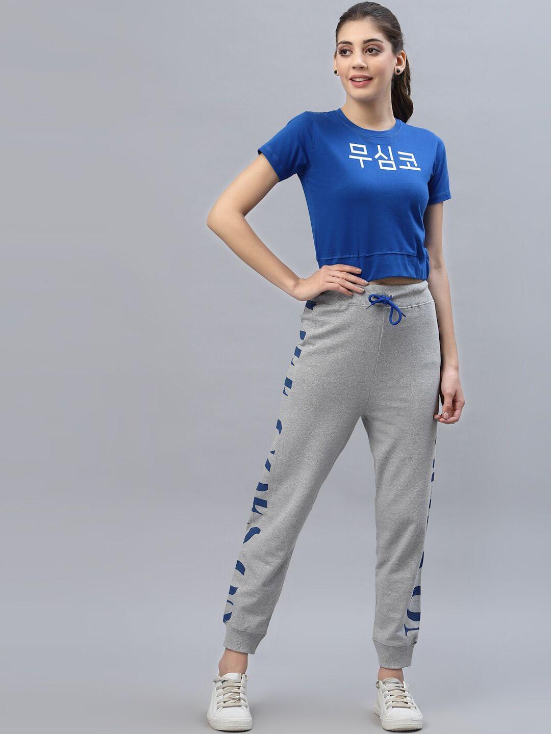 kassually women blue printed tracksuits