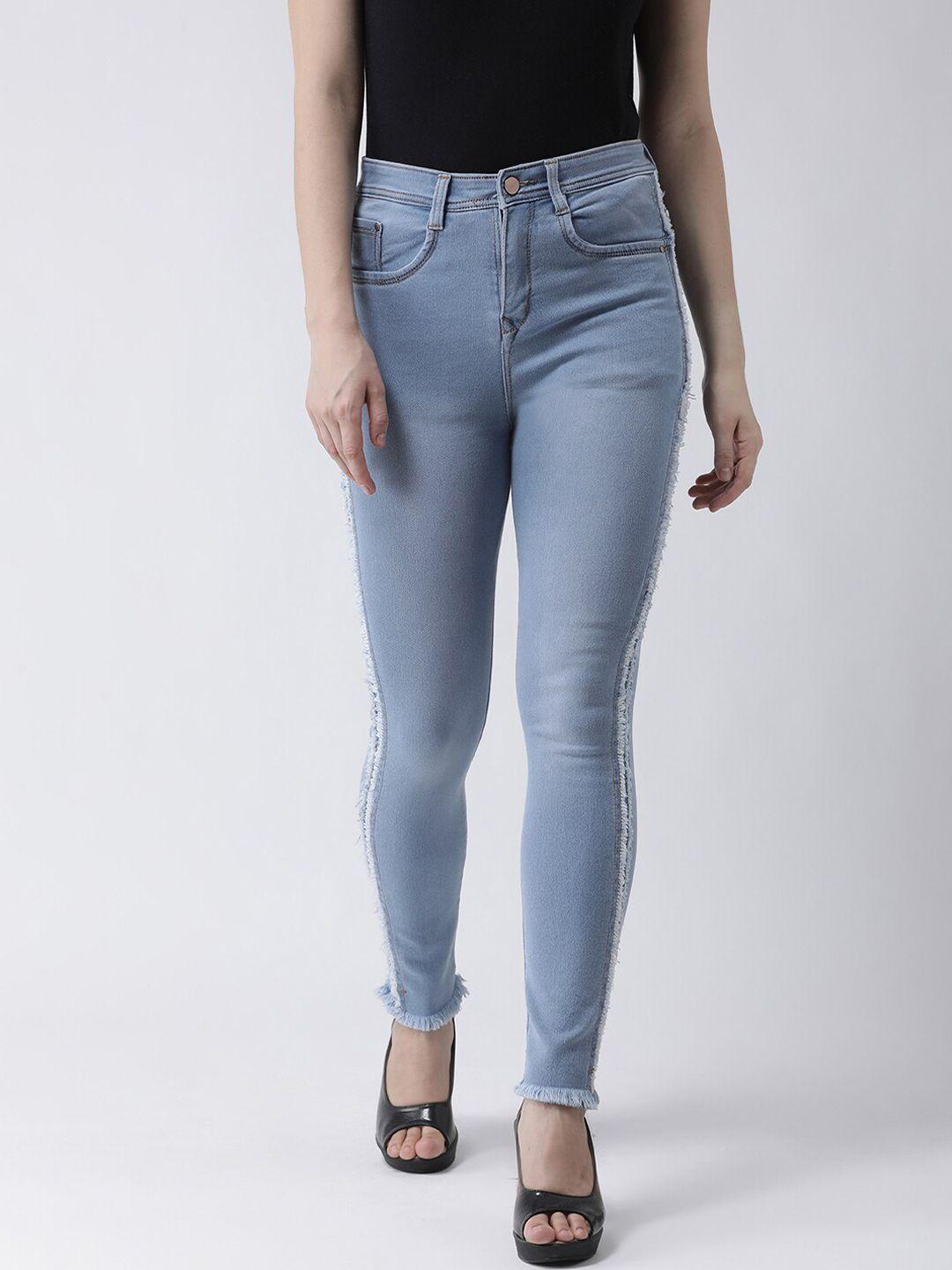 kassually women blue slim fit mid-rise clean look jeans