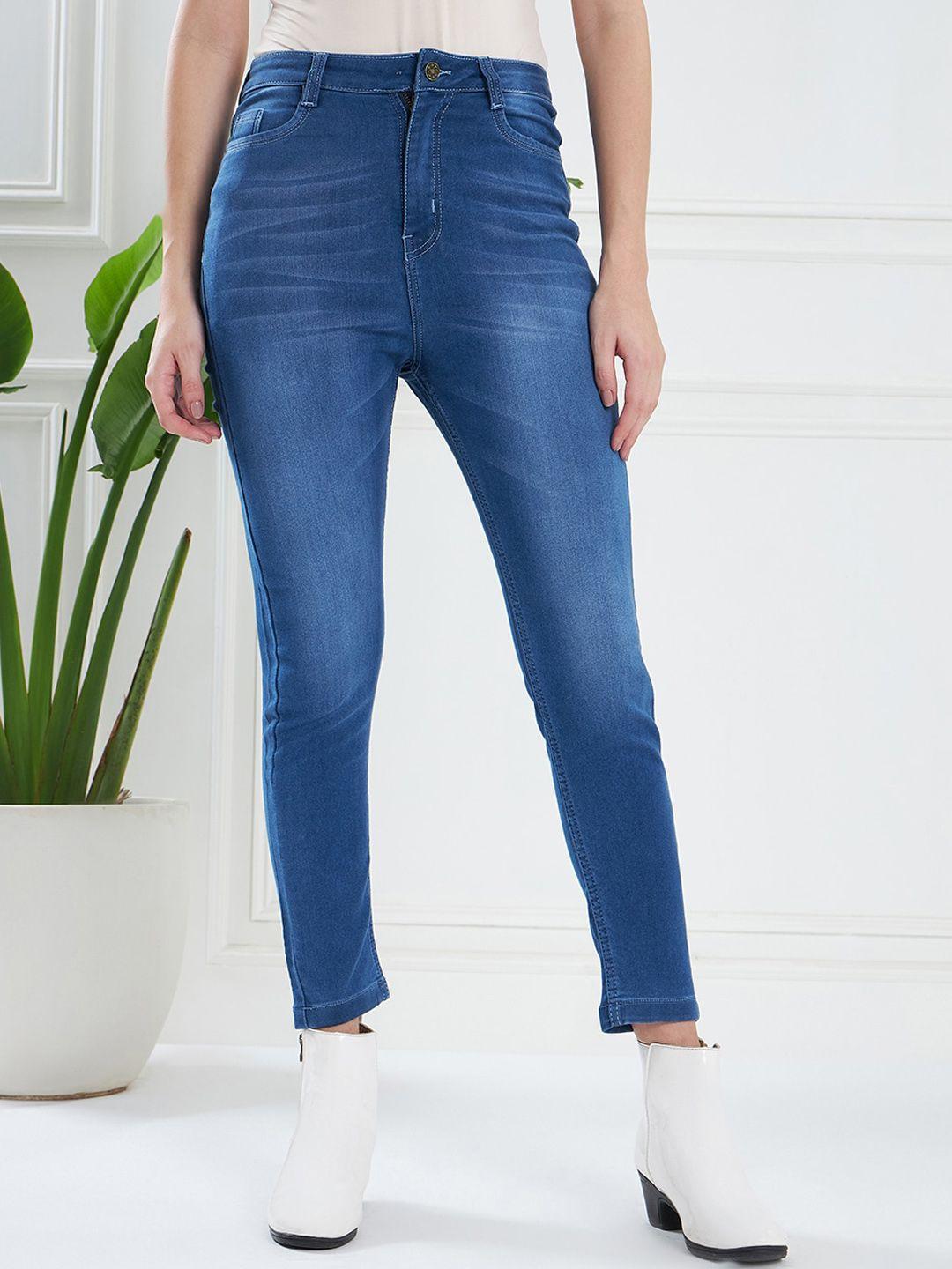 kassually women blue straight fit light fade jeans