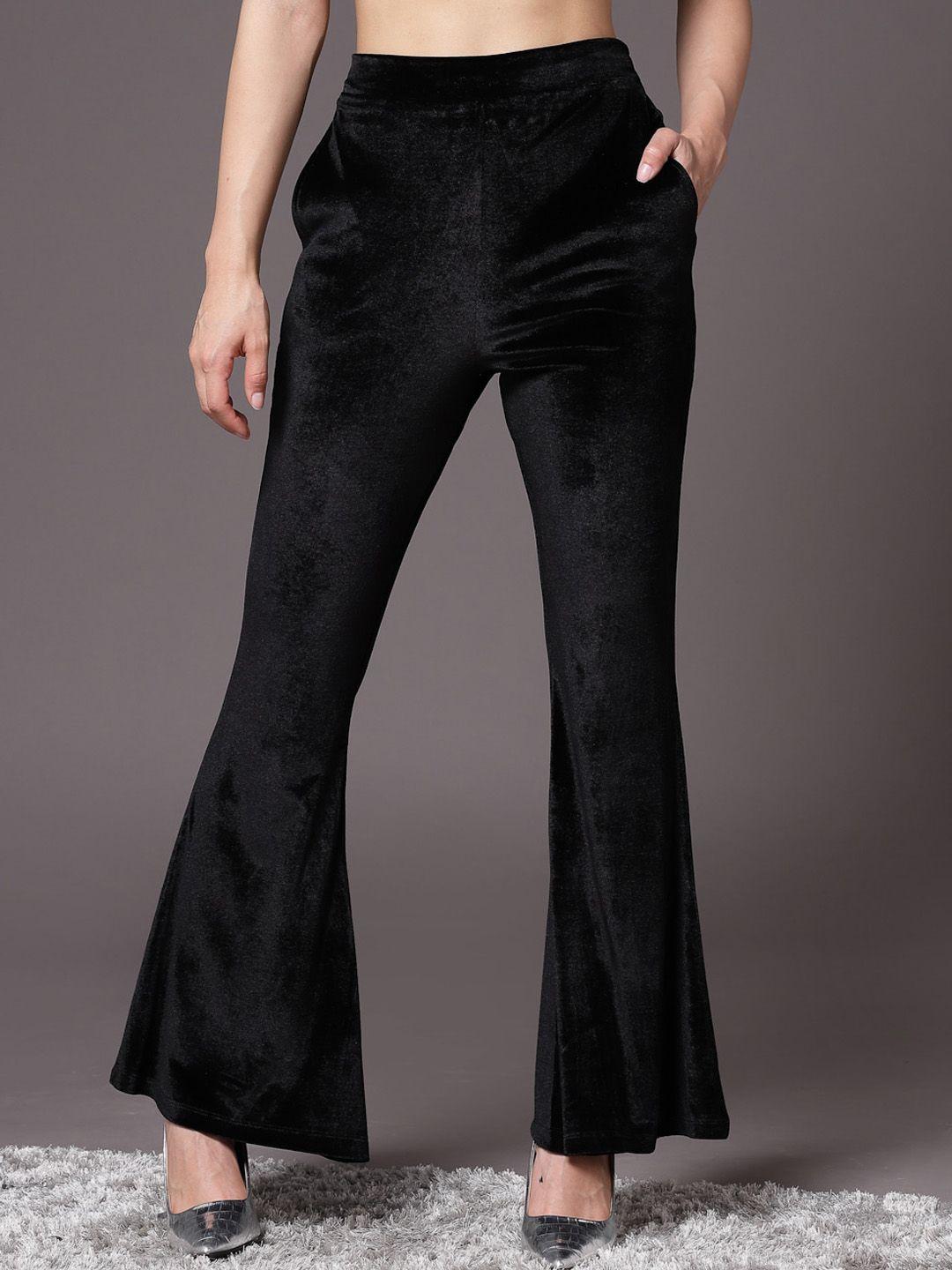 kassually women bootcut velvet party trousers