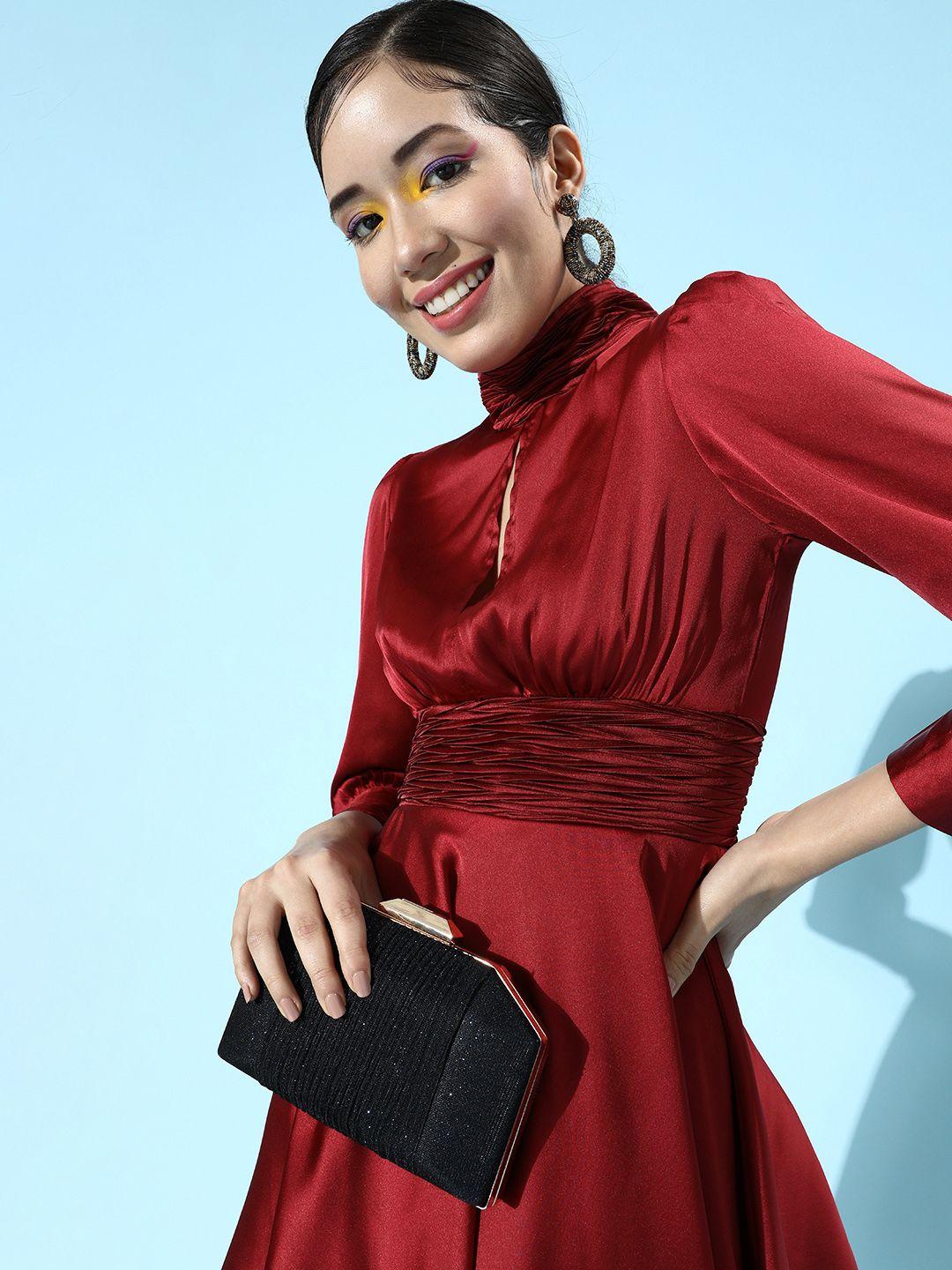 kassually women charming maroon sleek dress