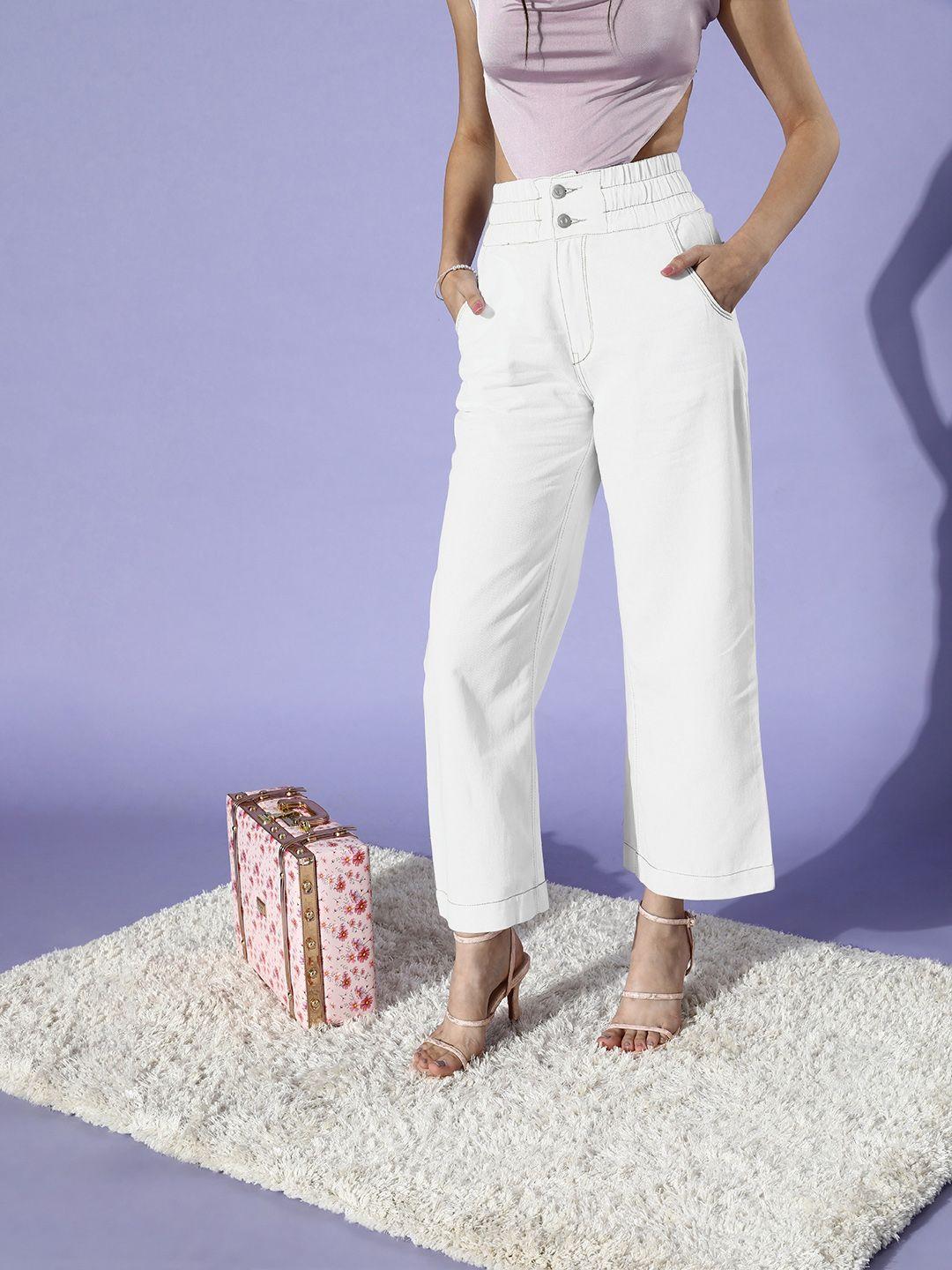 kassually women classic white high-rise wide leg jeans