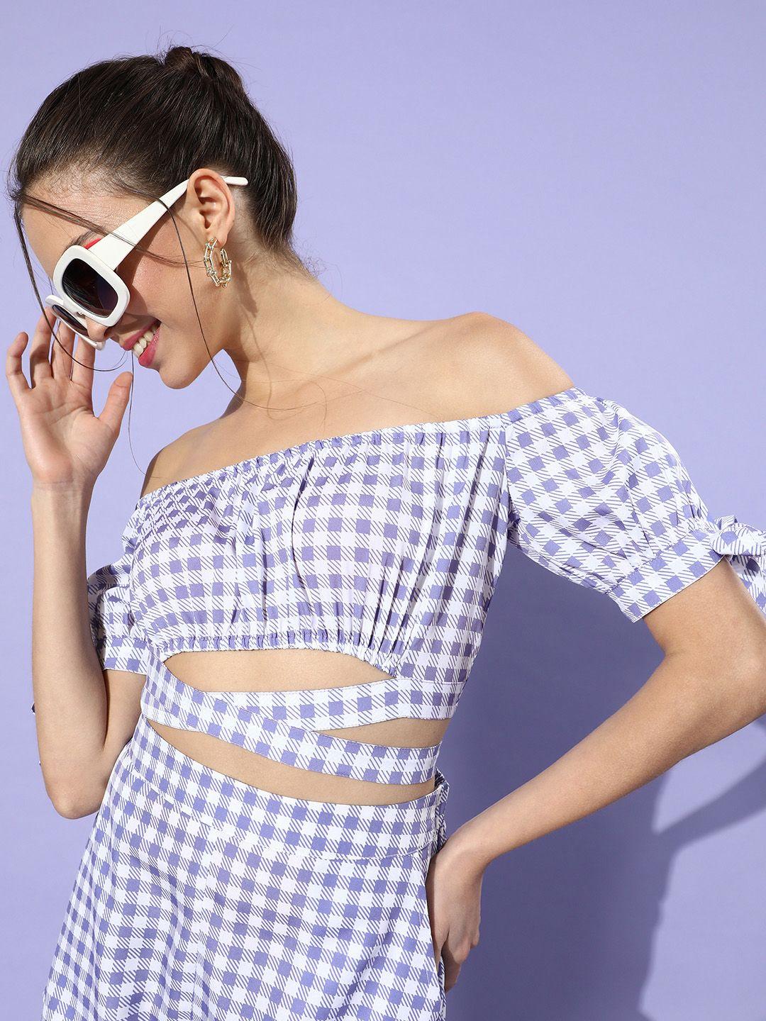 kassually women elegant purple checked summer gingham top