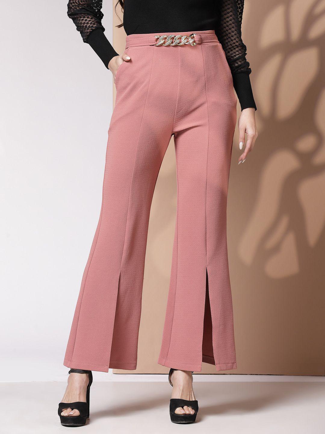 kassually women flared high-rise trousers