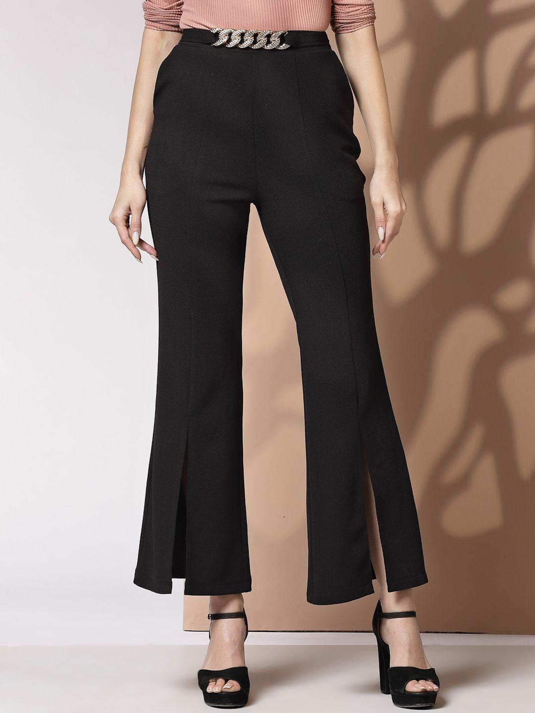 kassually women flared high-rise trousers