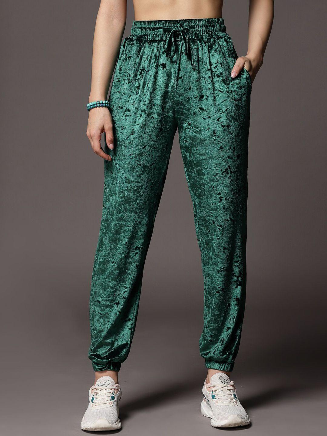 kassually women green mid-rise joggers