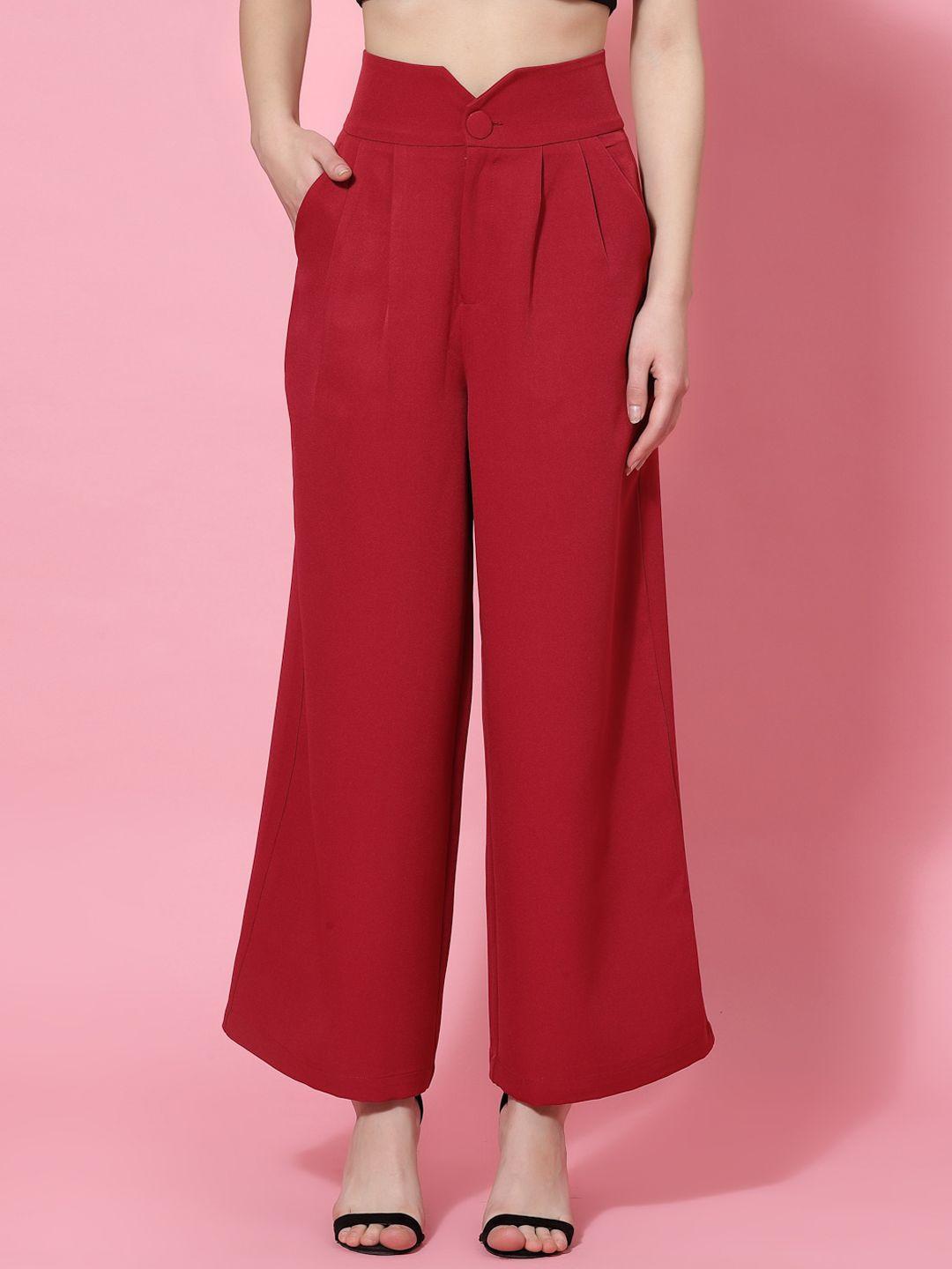 kassually women high-rise easy wash pleated trousers