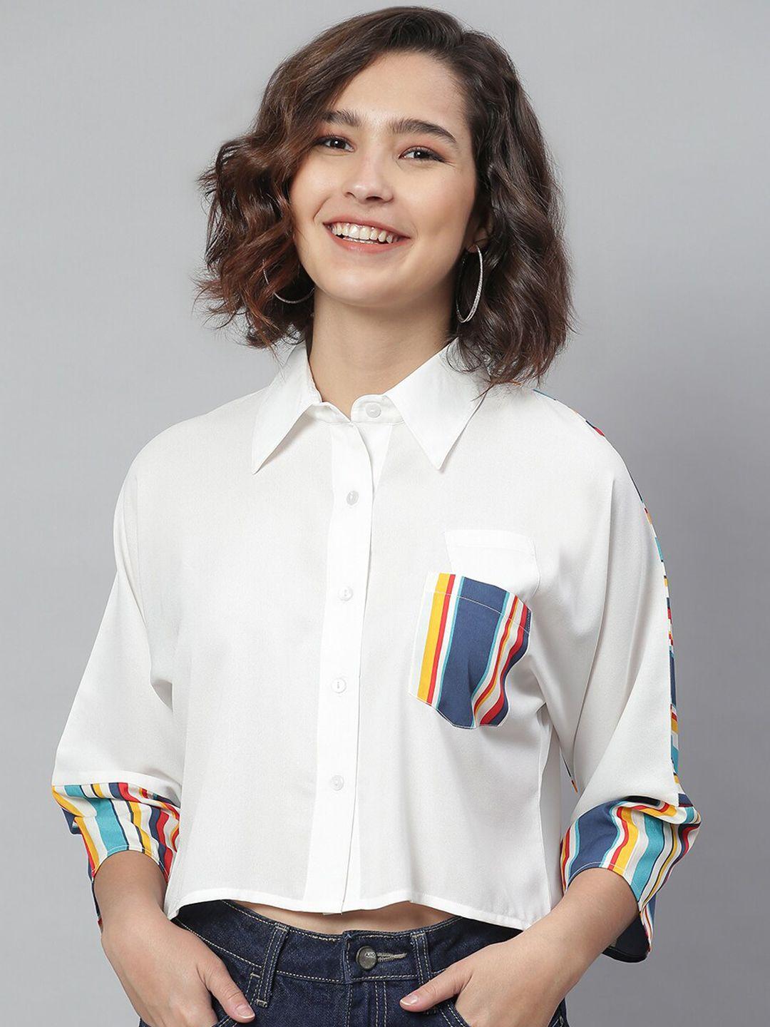 kassually women multicoloured boxy solid casual shirt