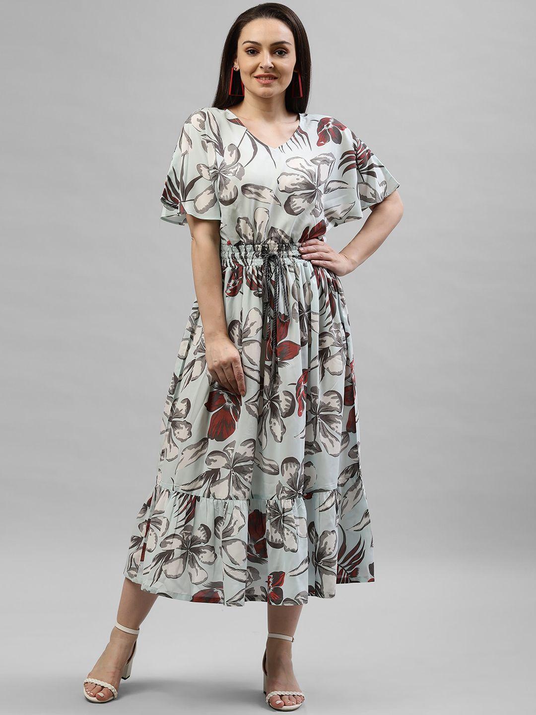 kassually women multicoloured printed fit and flare dress