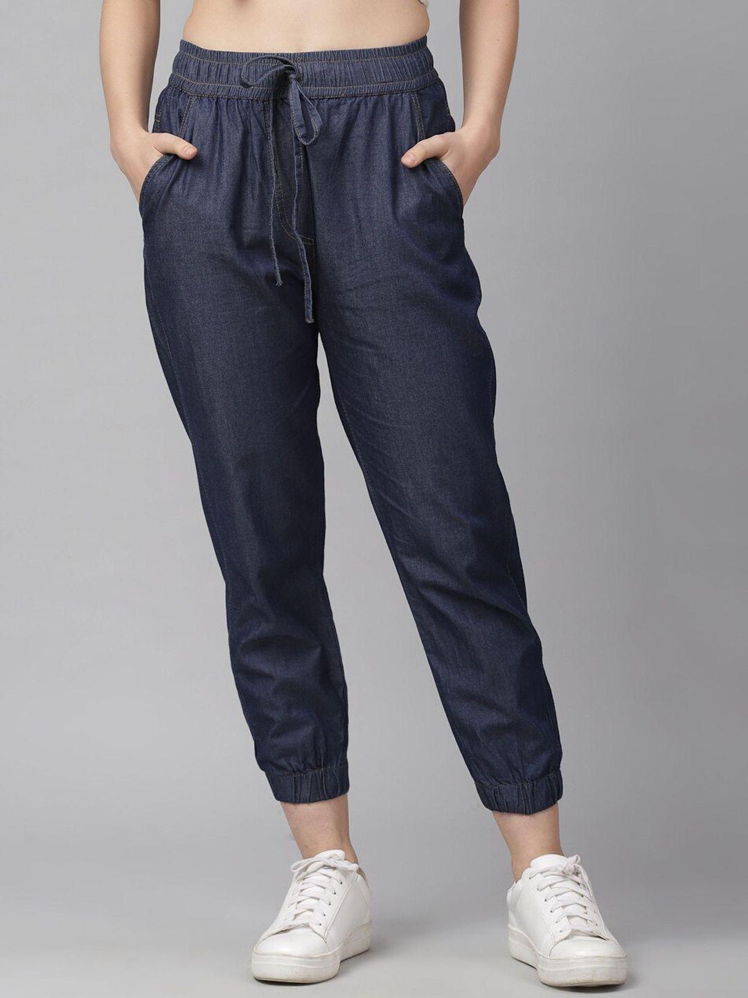 kassually women navy blue loose fit joggers