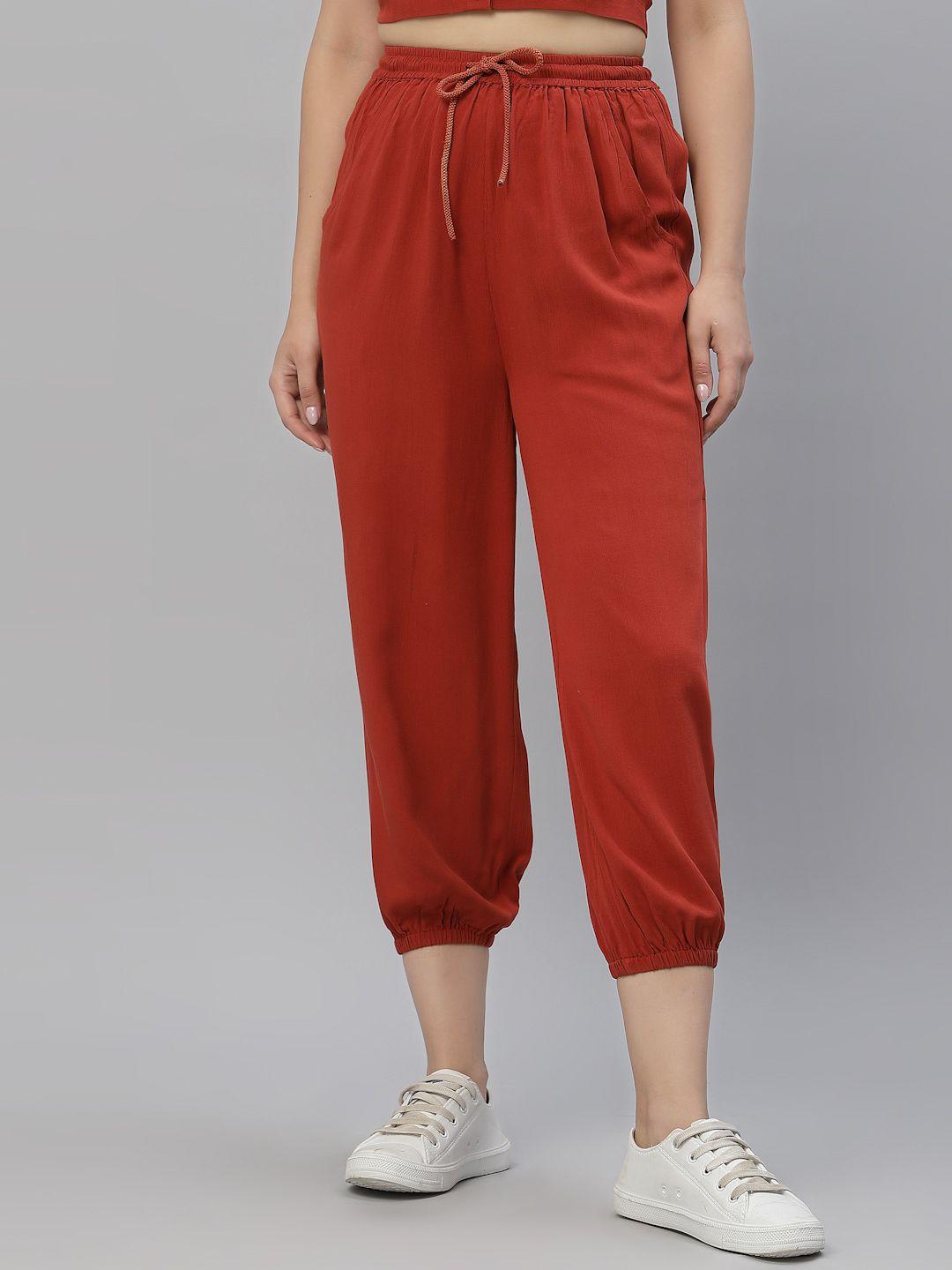 kassually women rust joggers trousers