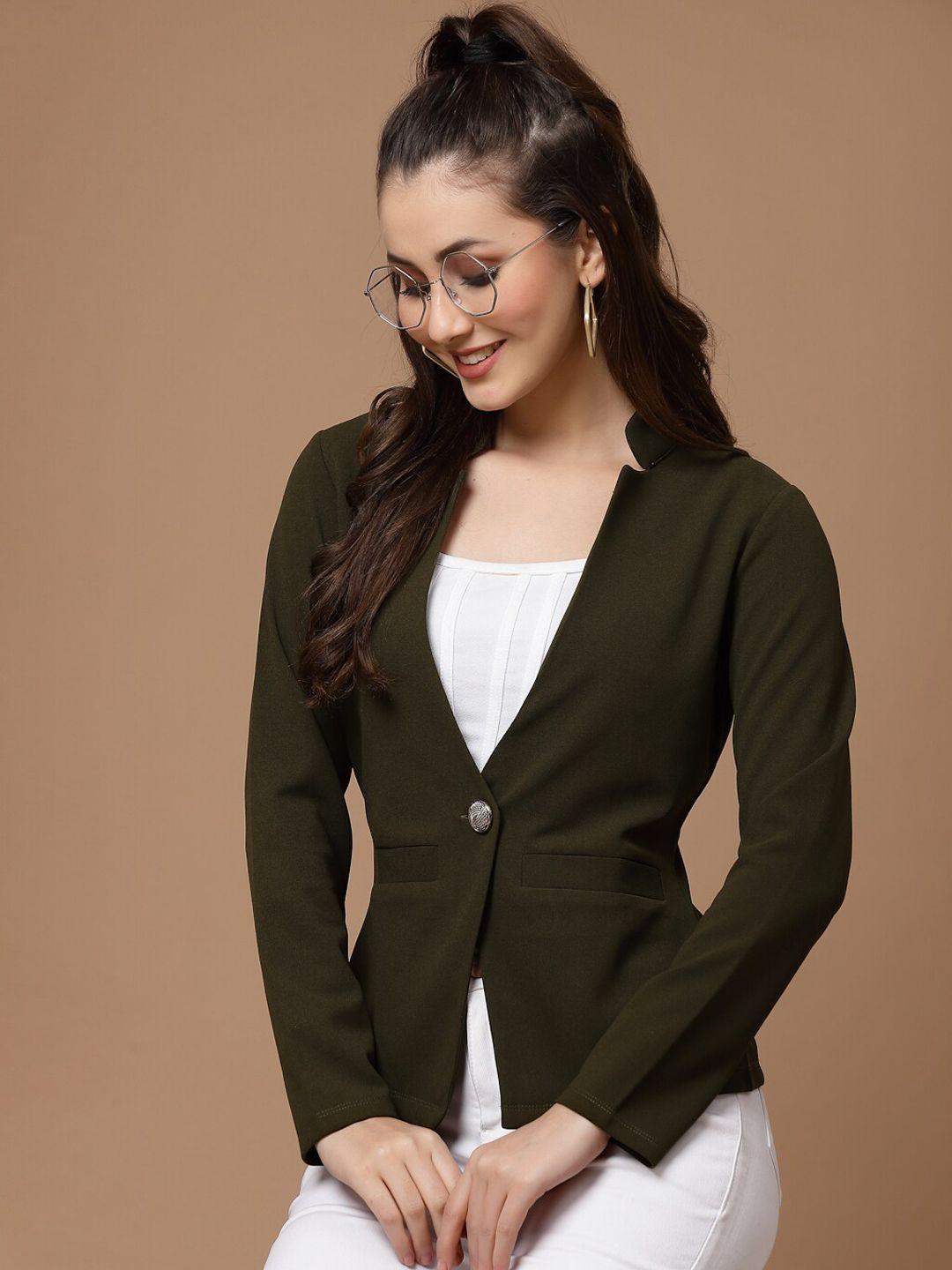 kassually women single-breasted canton blazer