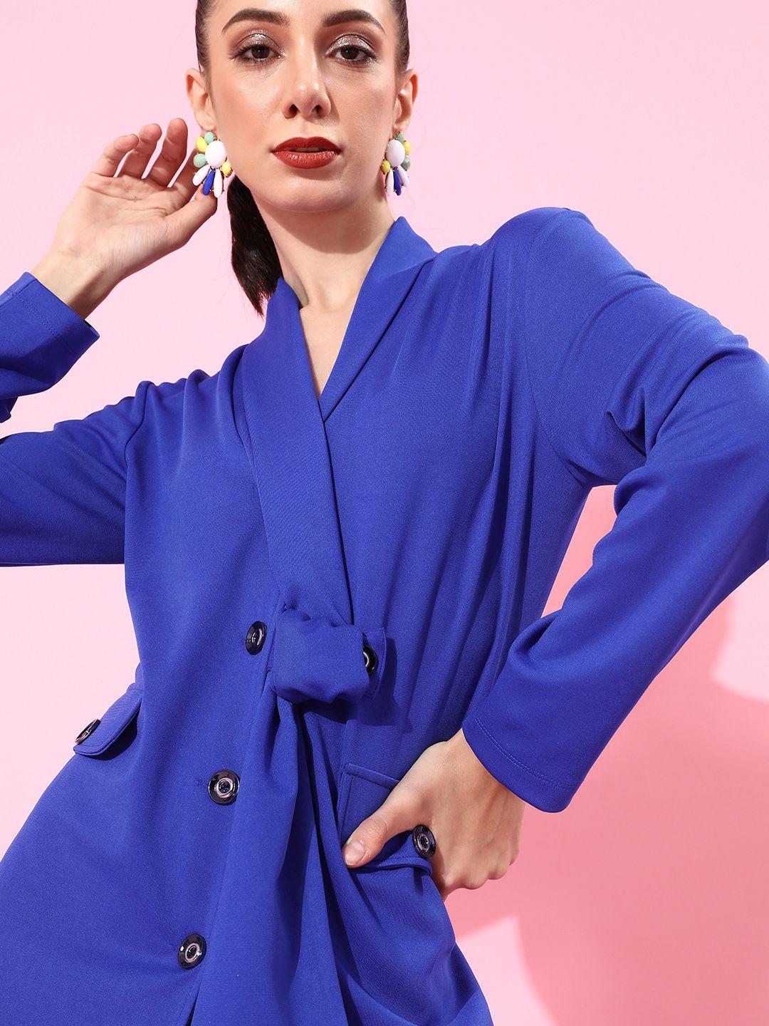 kassually women stunning blue solid blazer dress