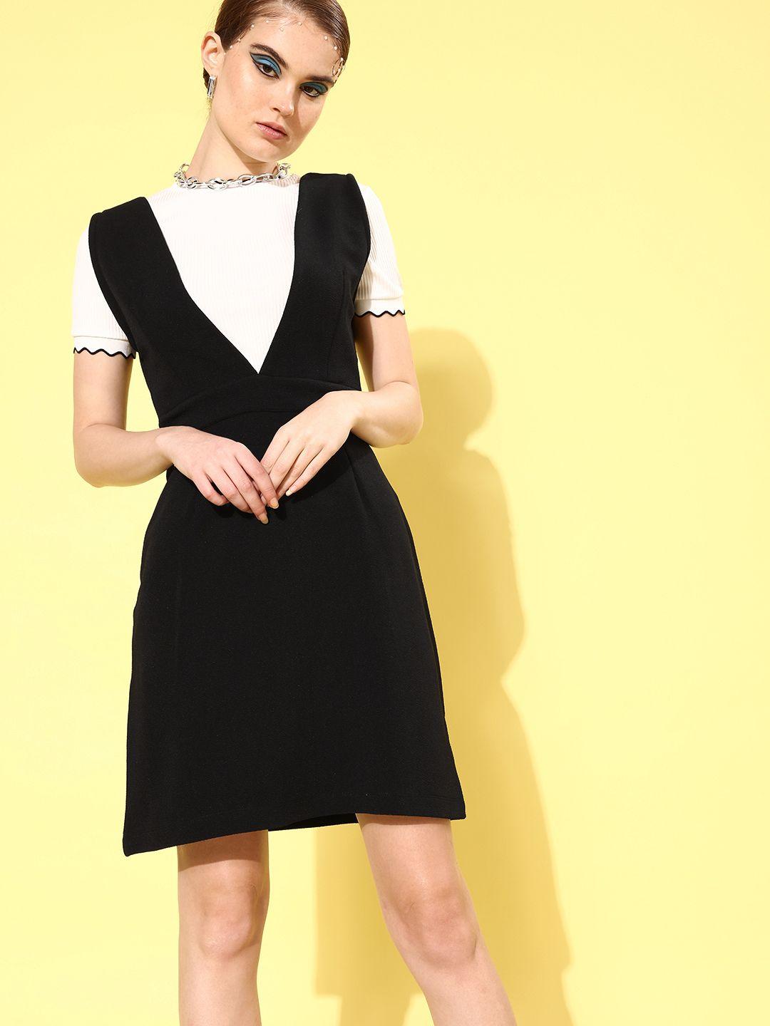 kassually women stylish black solid twofer take dress