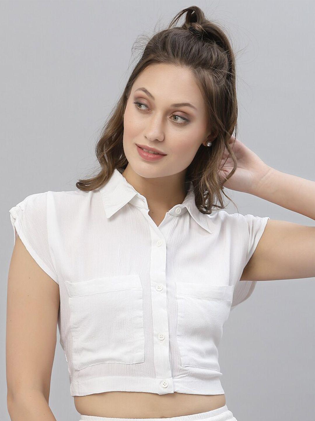 kassually women white boxy casual shirt