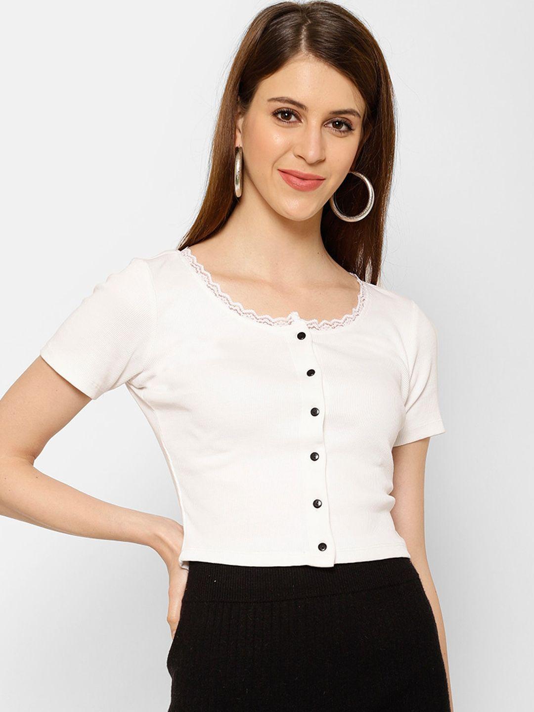 kassually women white pure cotton top