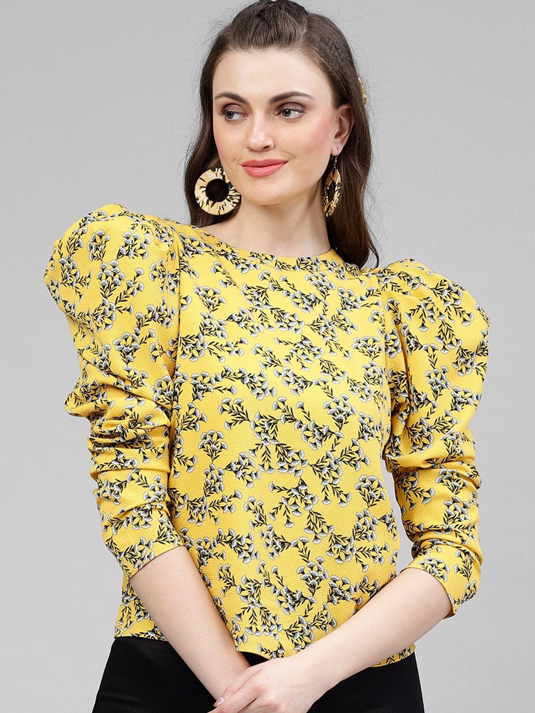 kassually women yellow printed top