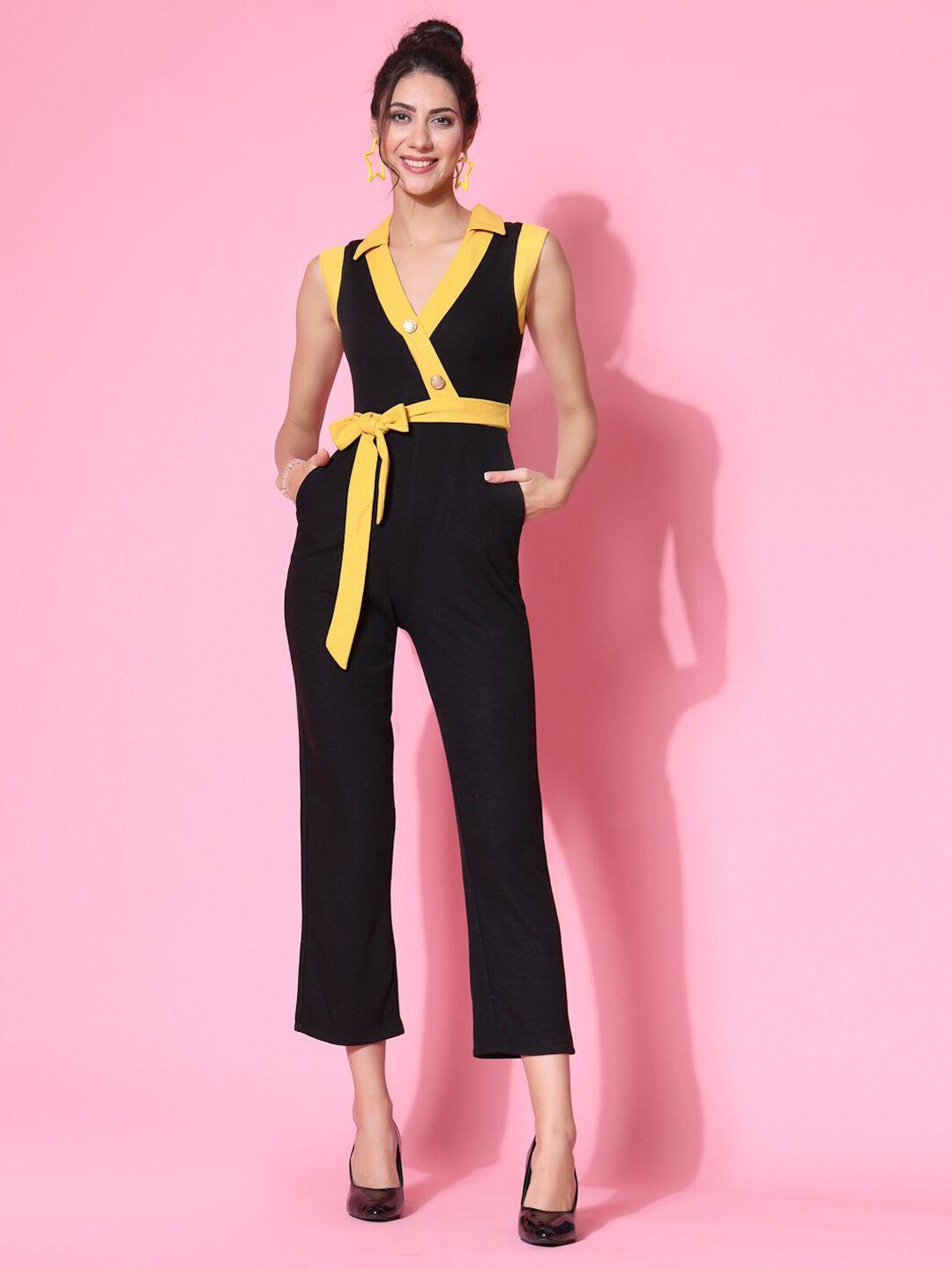 kassually wrap belted detail shirt collar basic jumpsuit