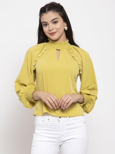 kassually yellow embellished top